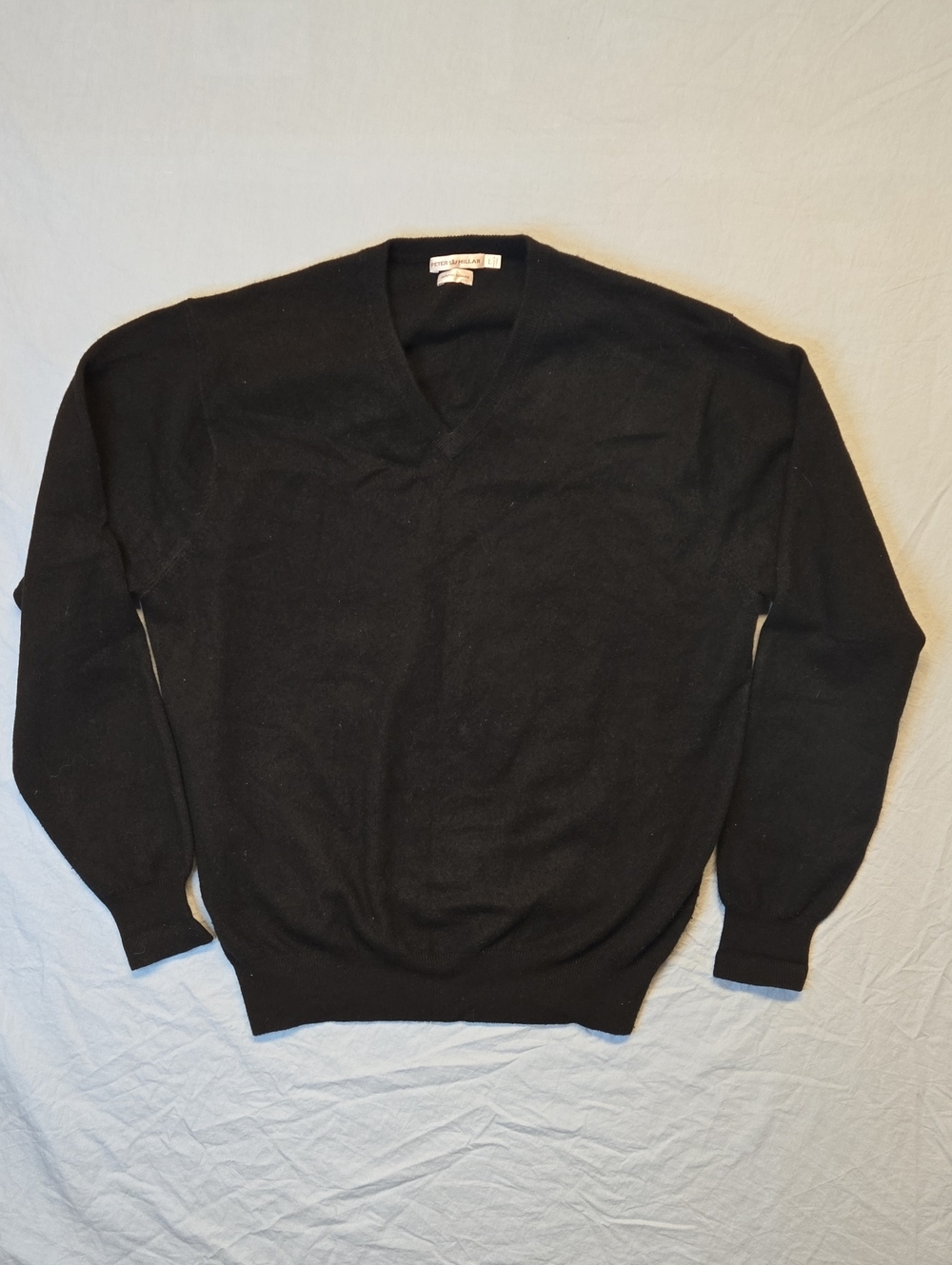 Peter Millar Black Pure Cashmere Knit V-Neck Pullover Sweater